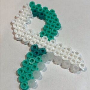 Handcrafted Magnet Teal/White Awareness Ribbon